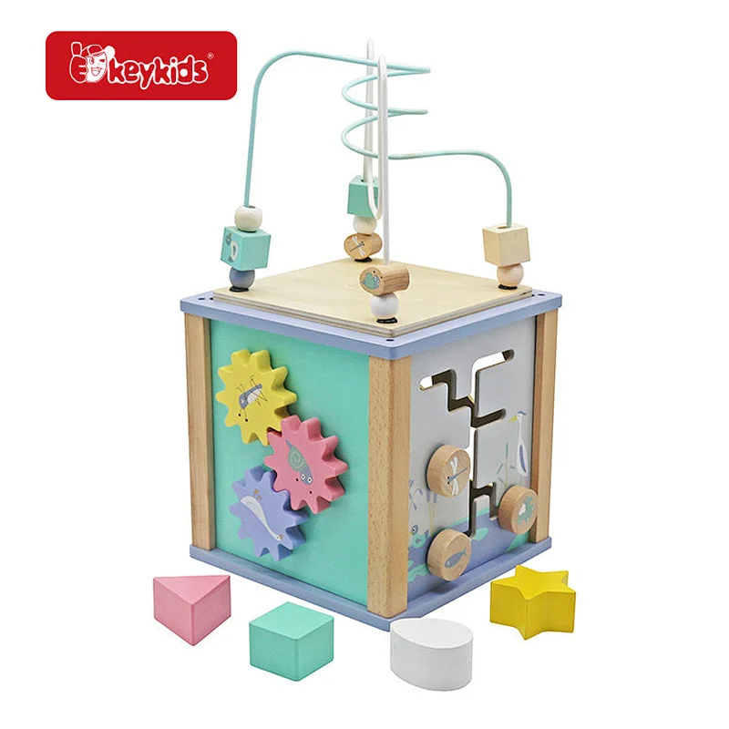 Multicolor 5 in 1 Activity Center Wooden Educational Toys For Toddlers W11B311